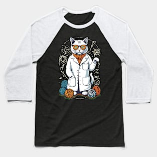 Cat in White Uniform - Yarn Expert Baseball T-Shirt